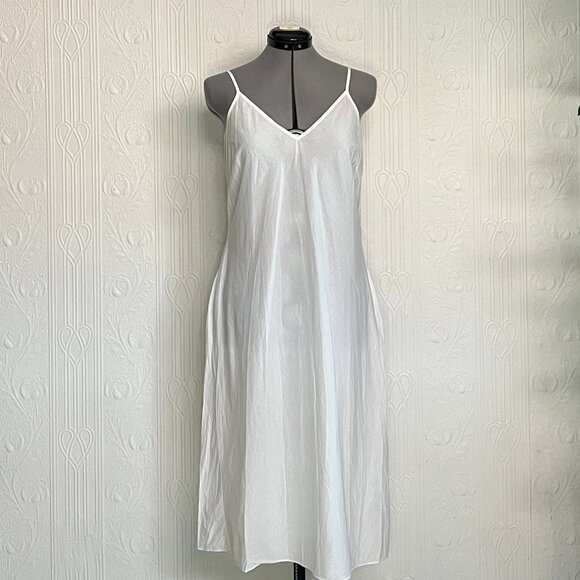 Early 2000 Banana republic white cotton slightly sheer slip dress - size 8 US - Picture 1 of 5